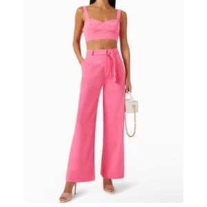 MINKPINK Kalani Set Belted Pants and Top‎ in Linen Size Small Size XS